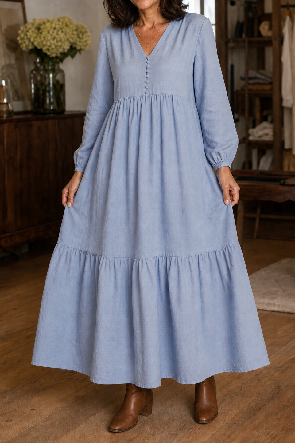 Isabelle | Relaxed V-Neck Maxi Dress