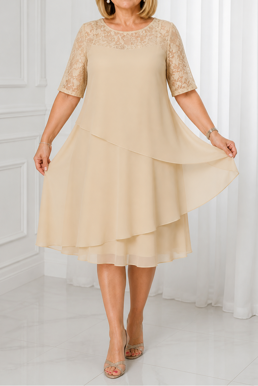 Adeline | Tiered Lace Midi Dress