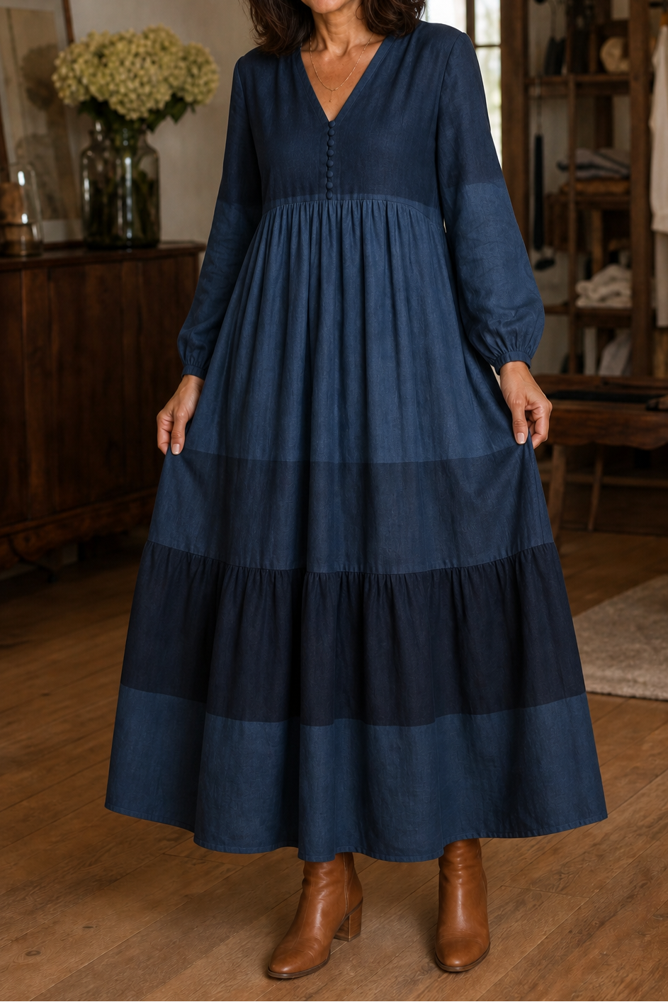 Isabelle | Relaxed V-Neck Maxi Dress