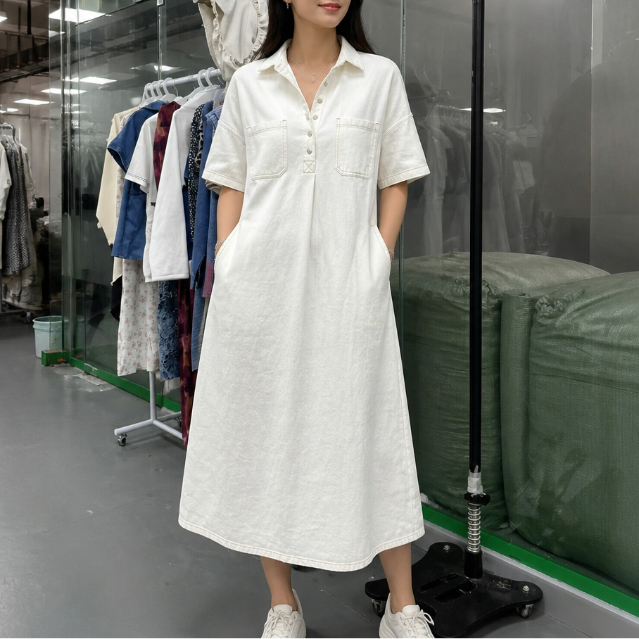 Harlow | Pocketed Denim Midi Dress