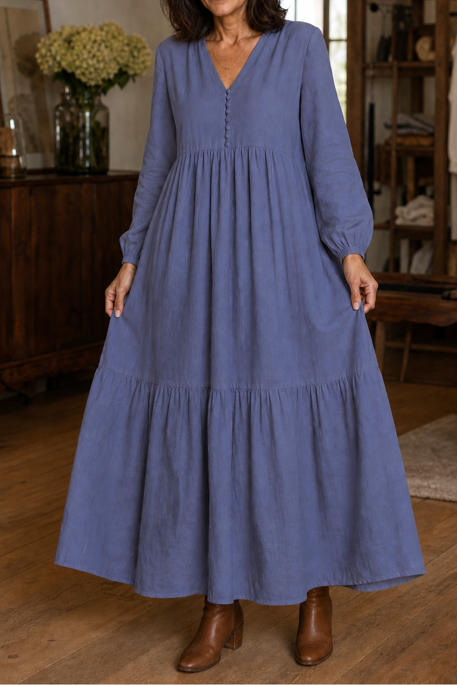 Isabelle | Relaxed V-Neck Maxi Dress
