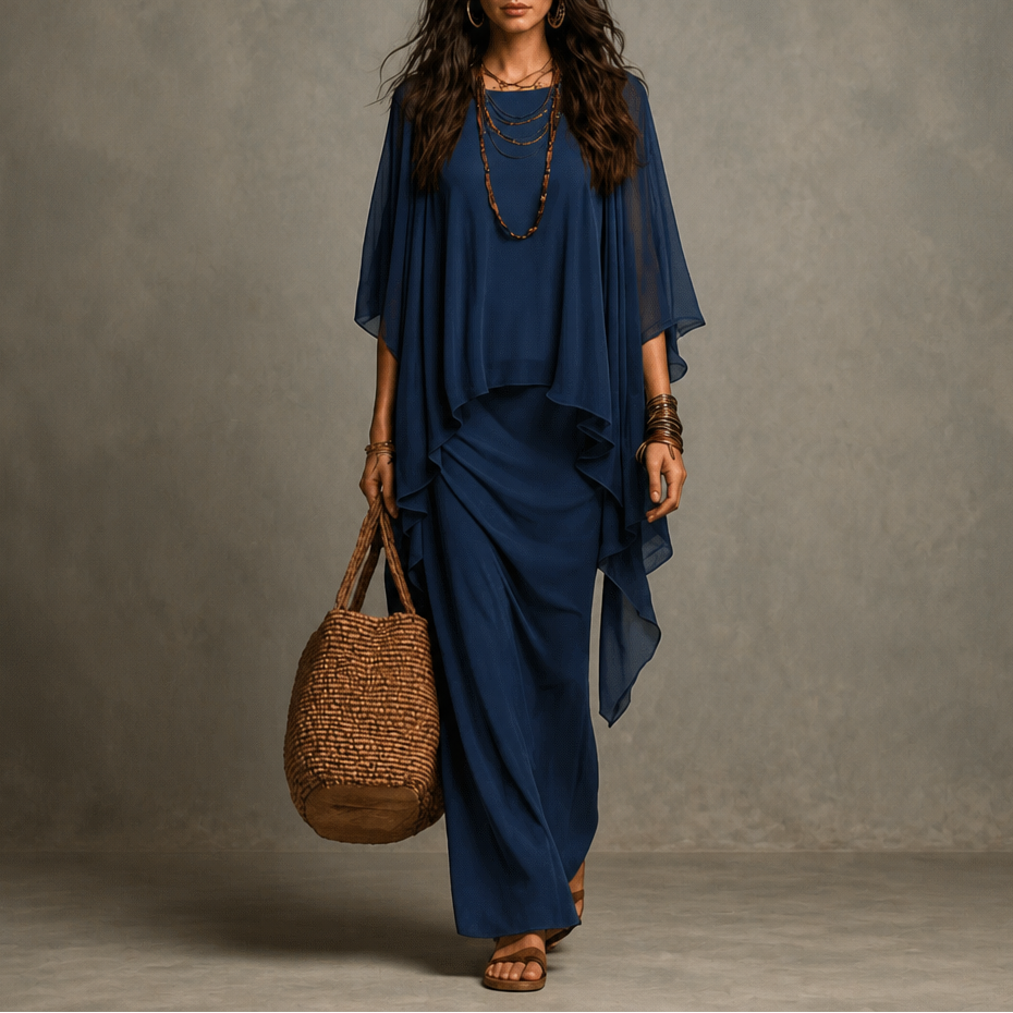 Adeline | Cape Sleeve Maxi Dress