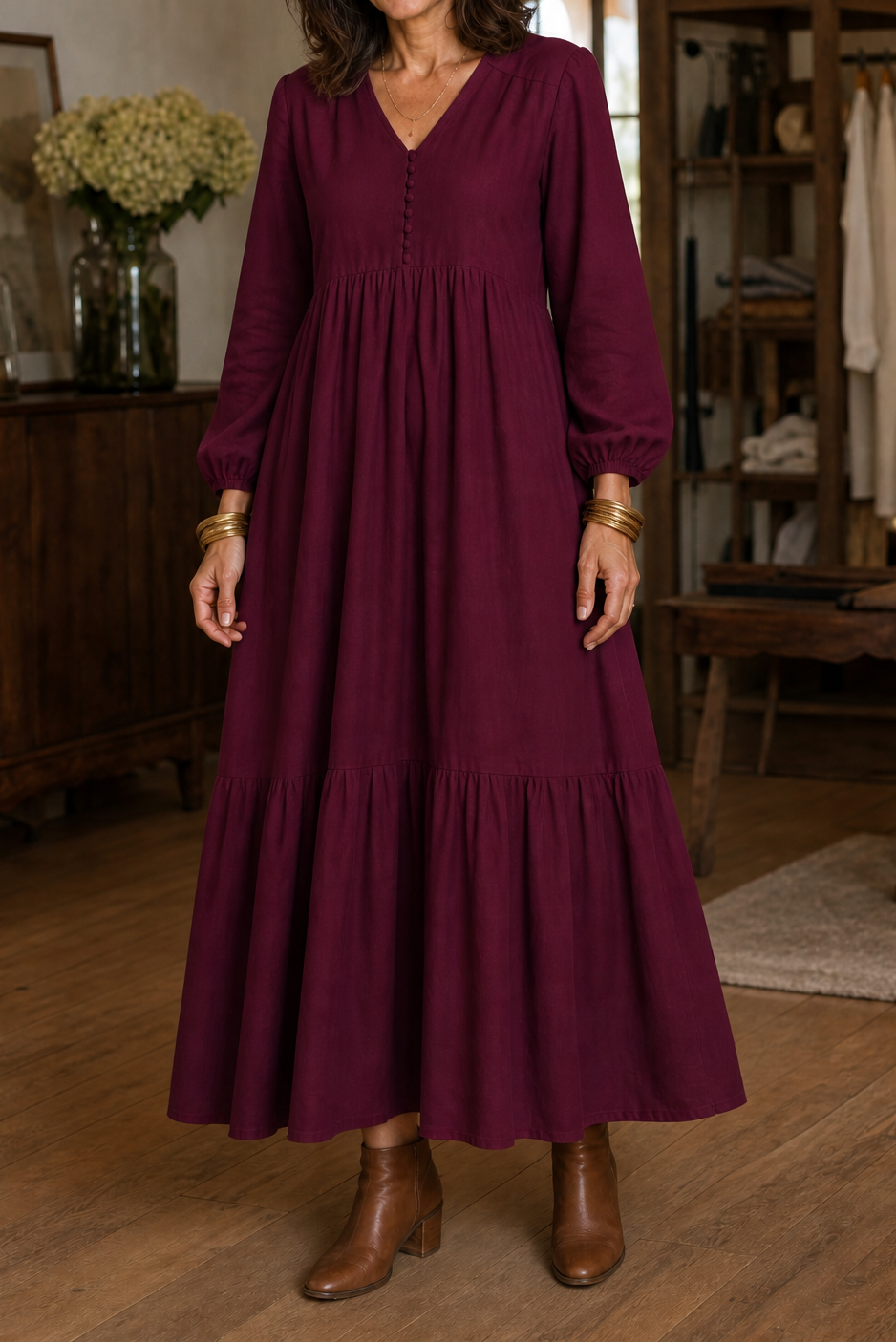 Isabelle | Relaxed V-Neck Maxi Dress