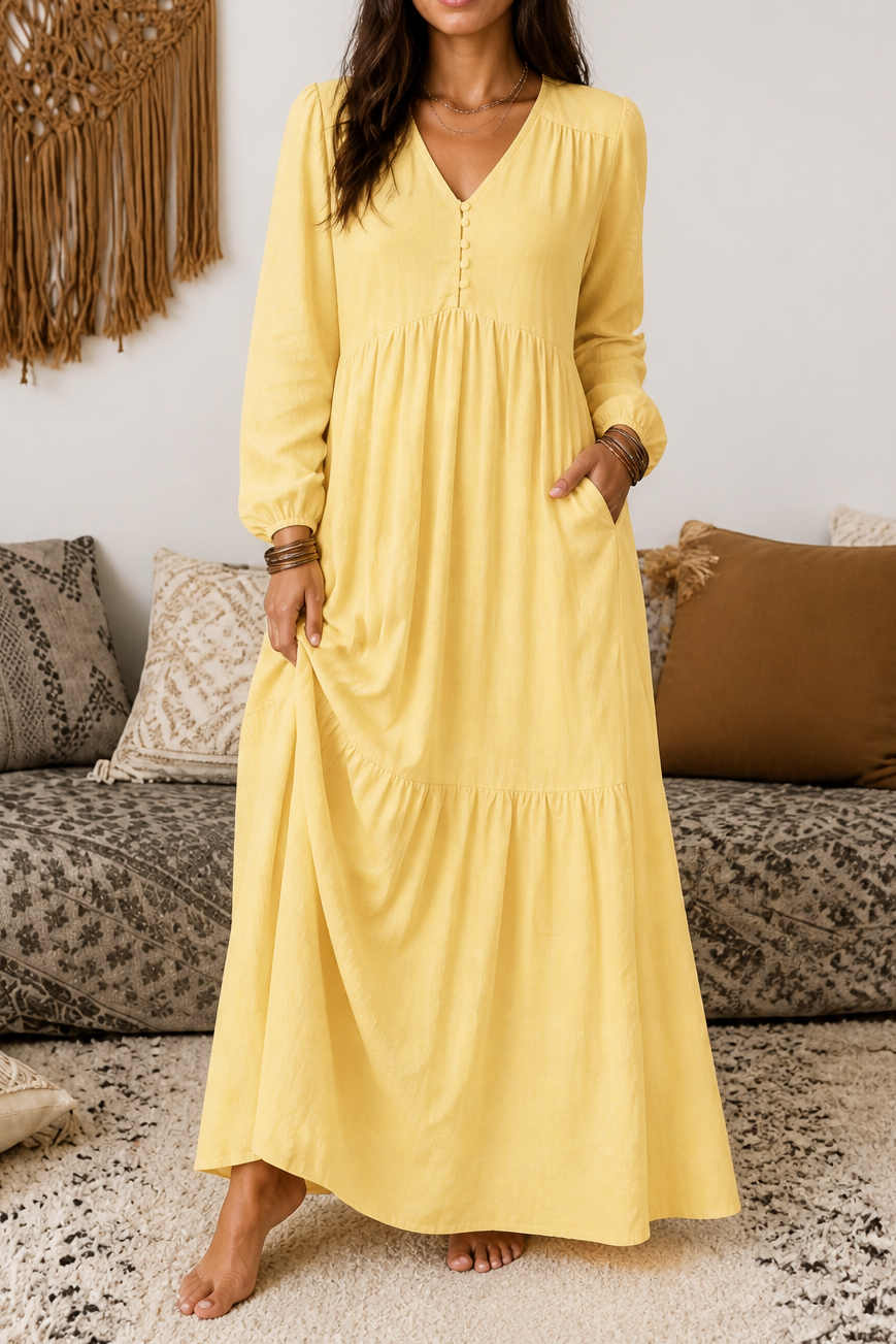 Isabelle | Relaxed V-Neck Maxi Dress