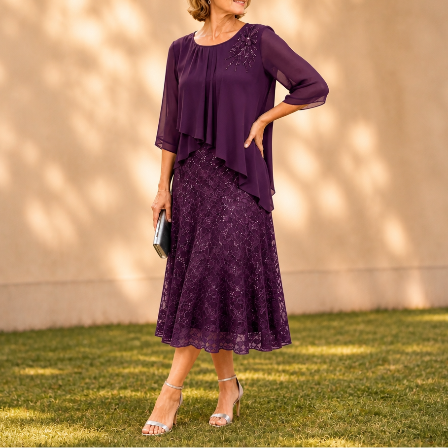 Elavine | Lace Overlay Dress