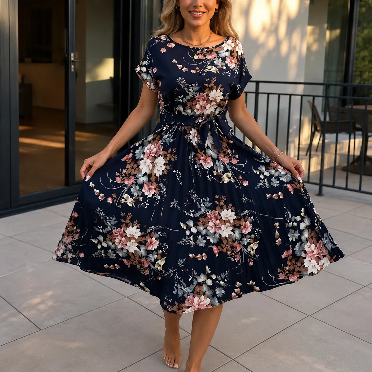 Florenza | Pleated Floral Midi Dress