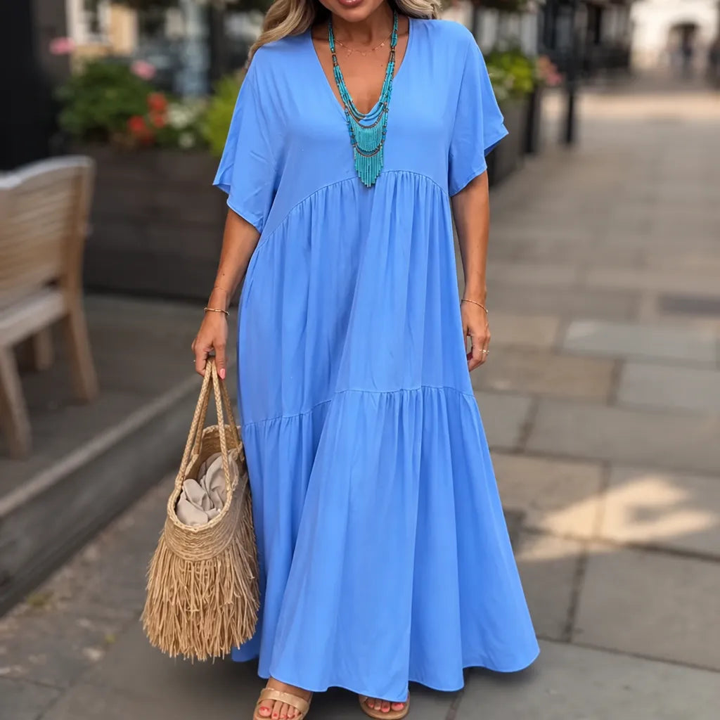 Vellira | Tiered V-Neck Midi Dress