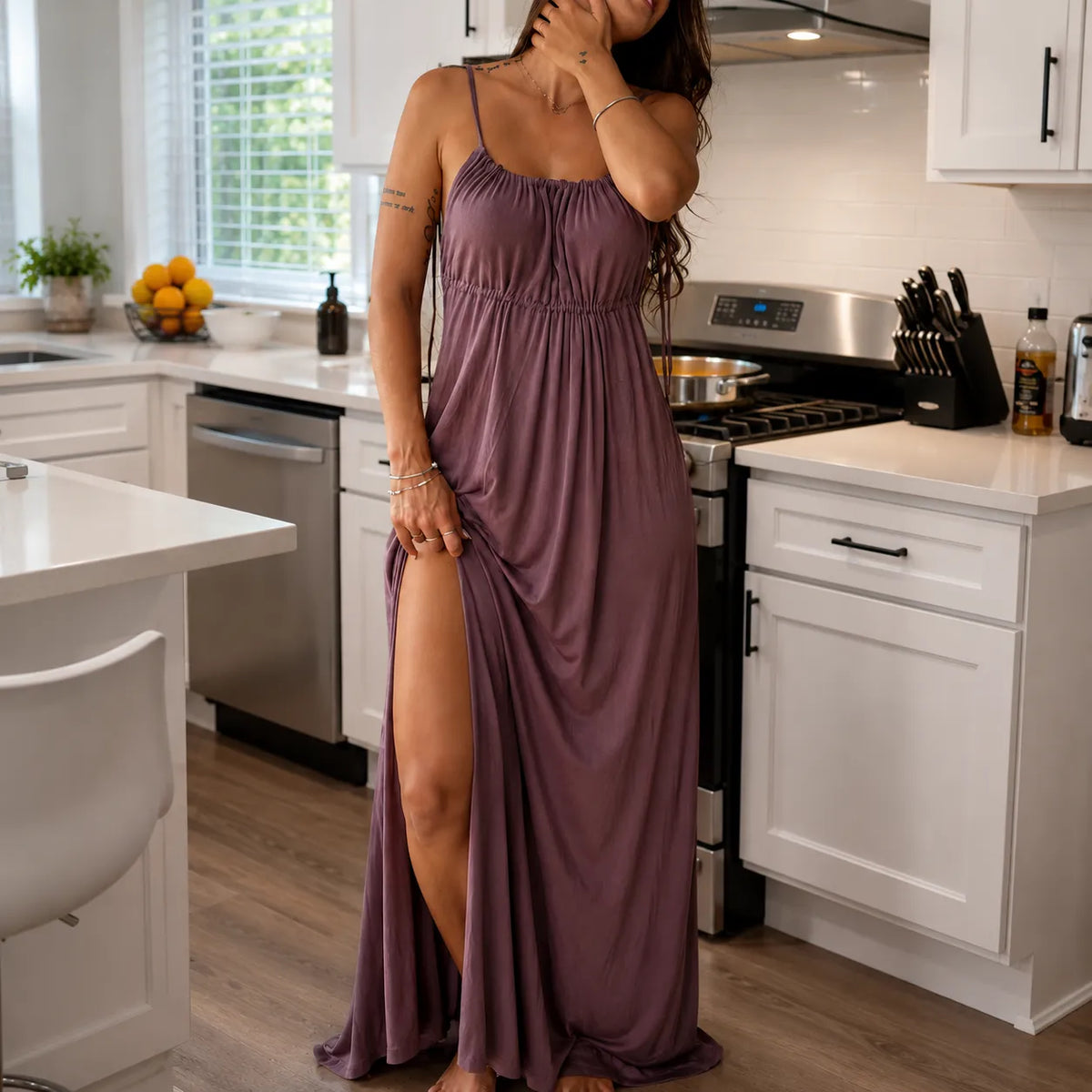Marielle | Backless Drawstring Maxi Dress