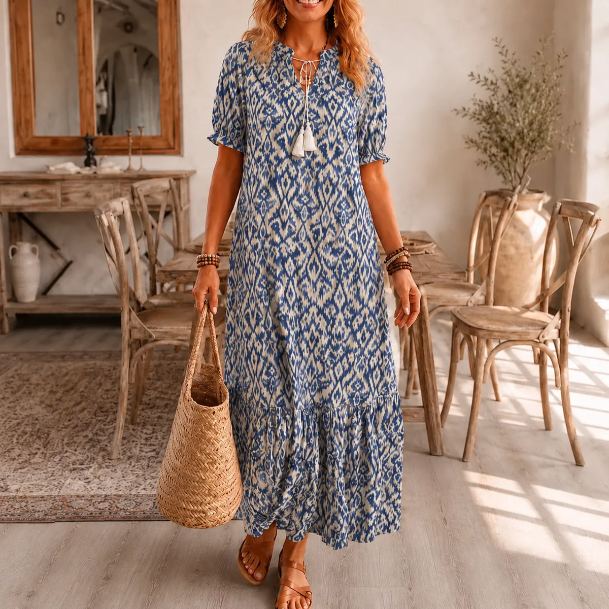 Solara | Tassel V-Neck Maxi Dress