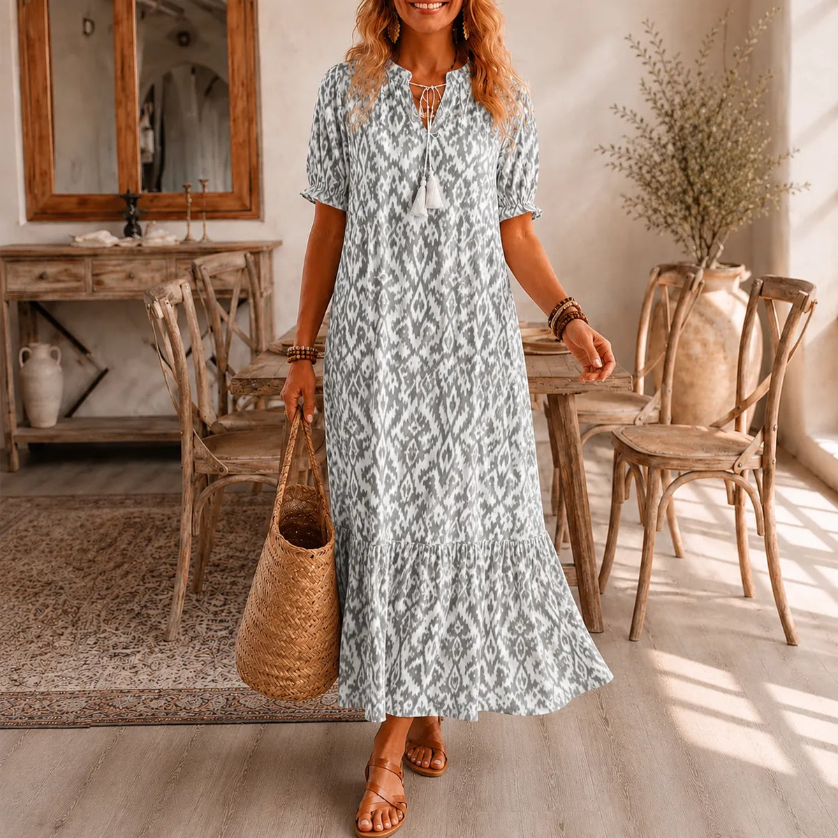 Solara | Tassel V-Neck Maxi Dress