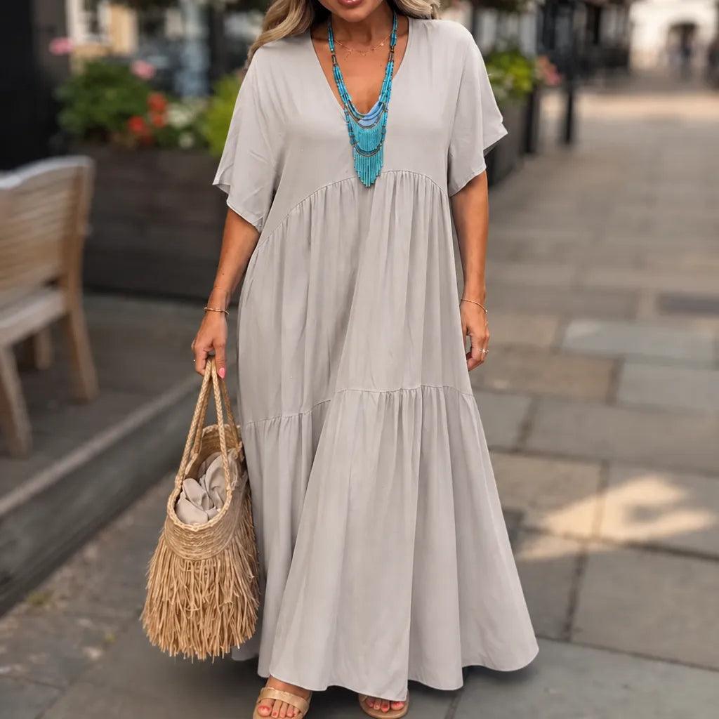 Vellira | Tiered V-Neck Midi Dress