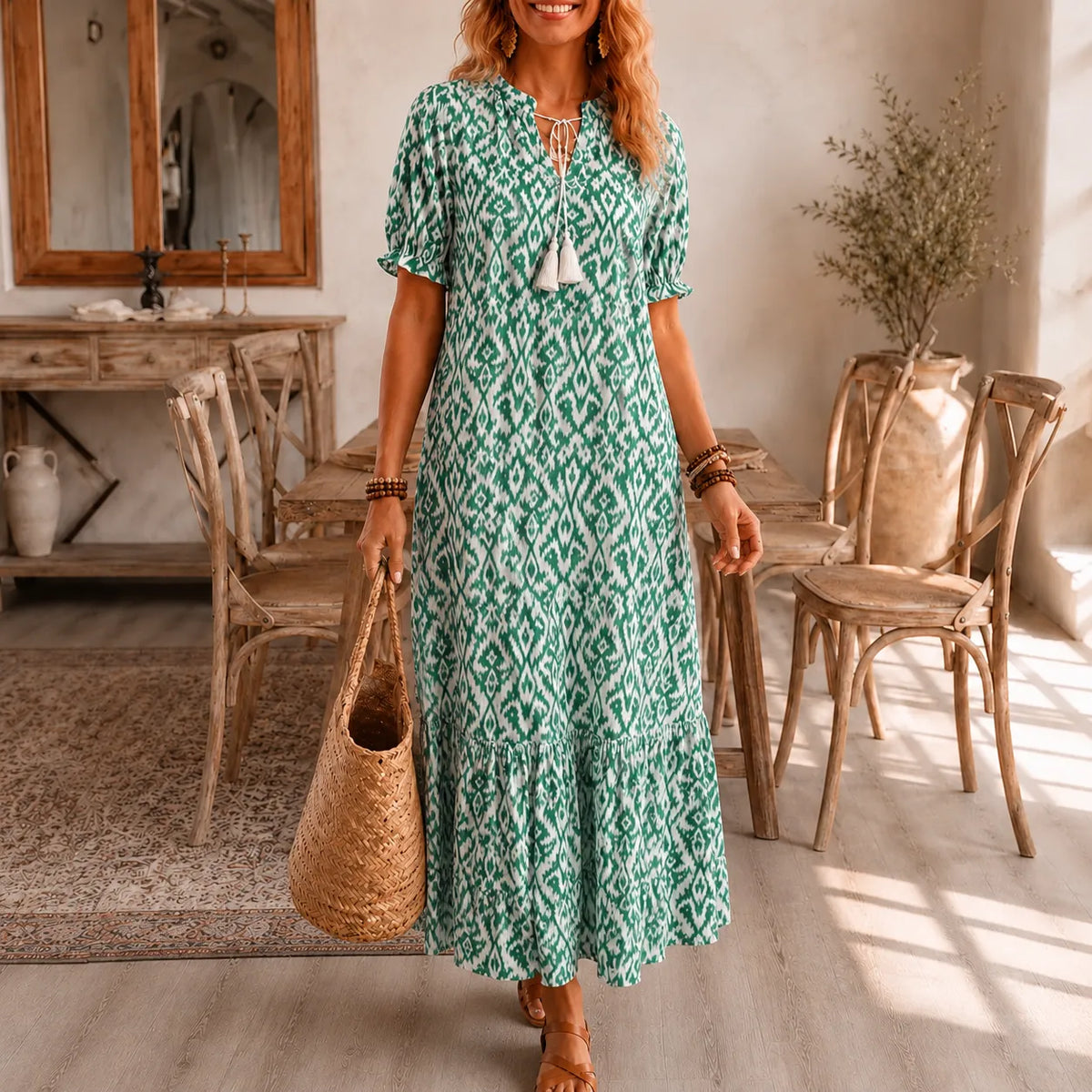 Solara | Tassel V-Neck Maxi Dress
