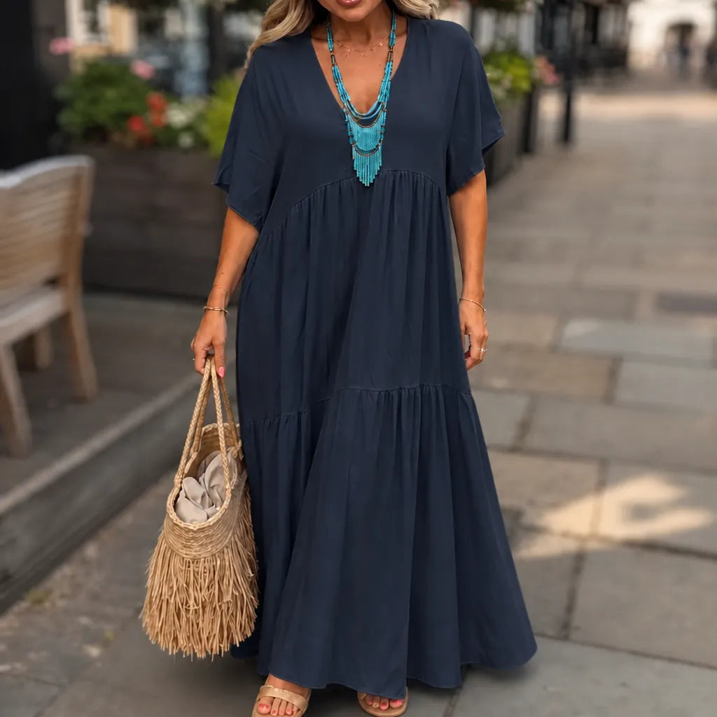 Vellira | Tiered V-Neck Midi Dress