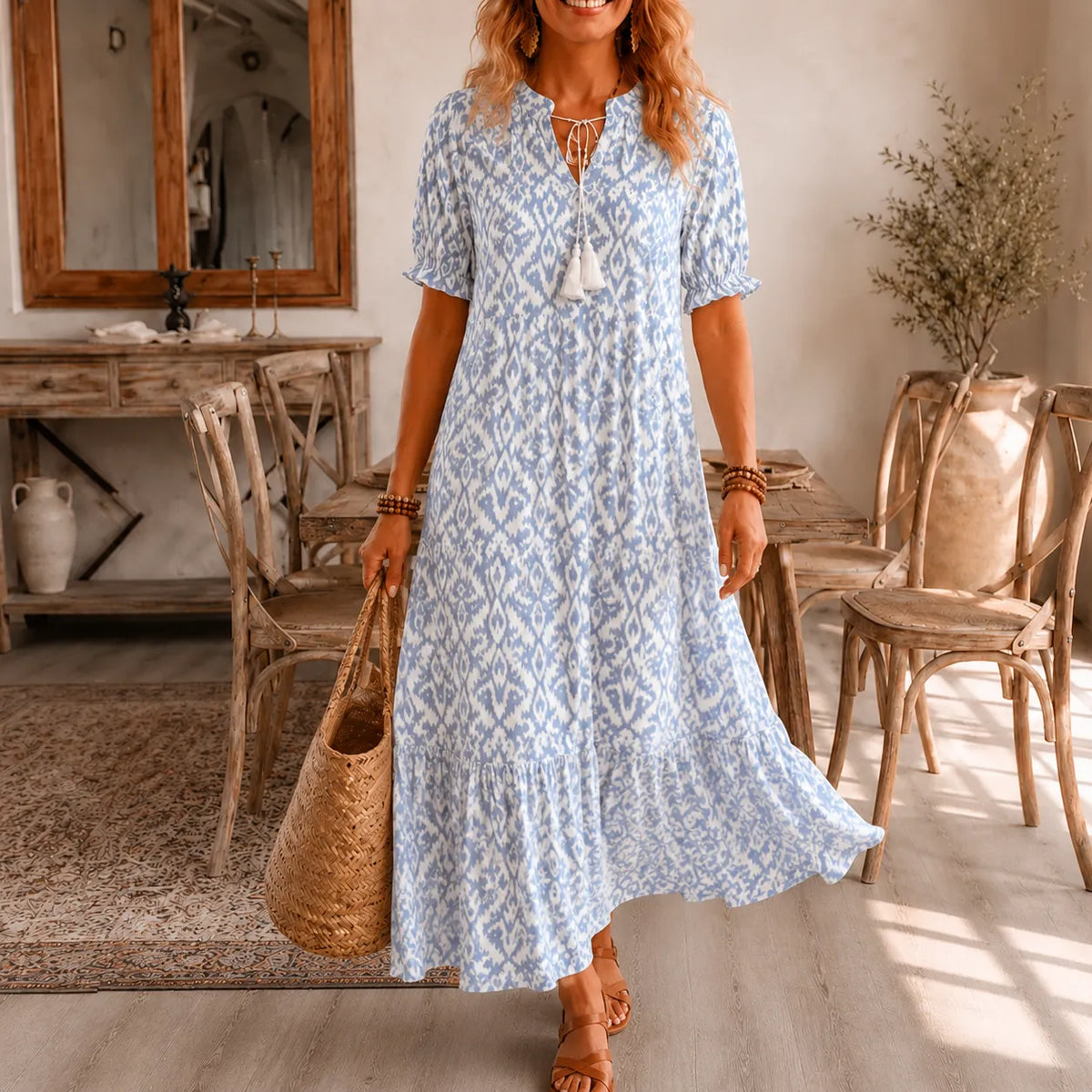 Solara | Tassel V-Neck Maxi Dress