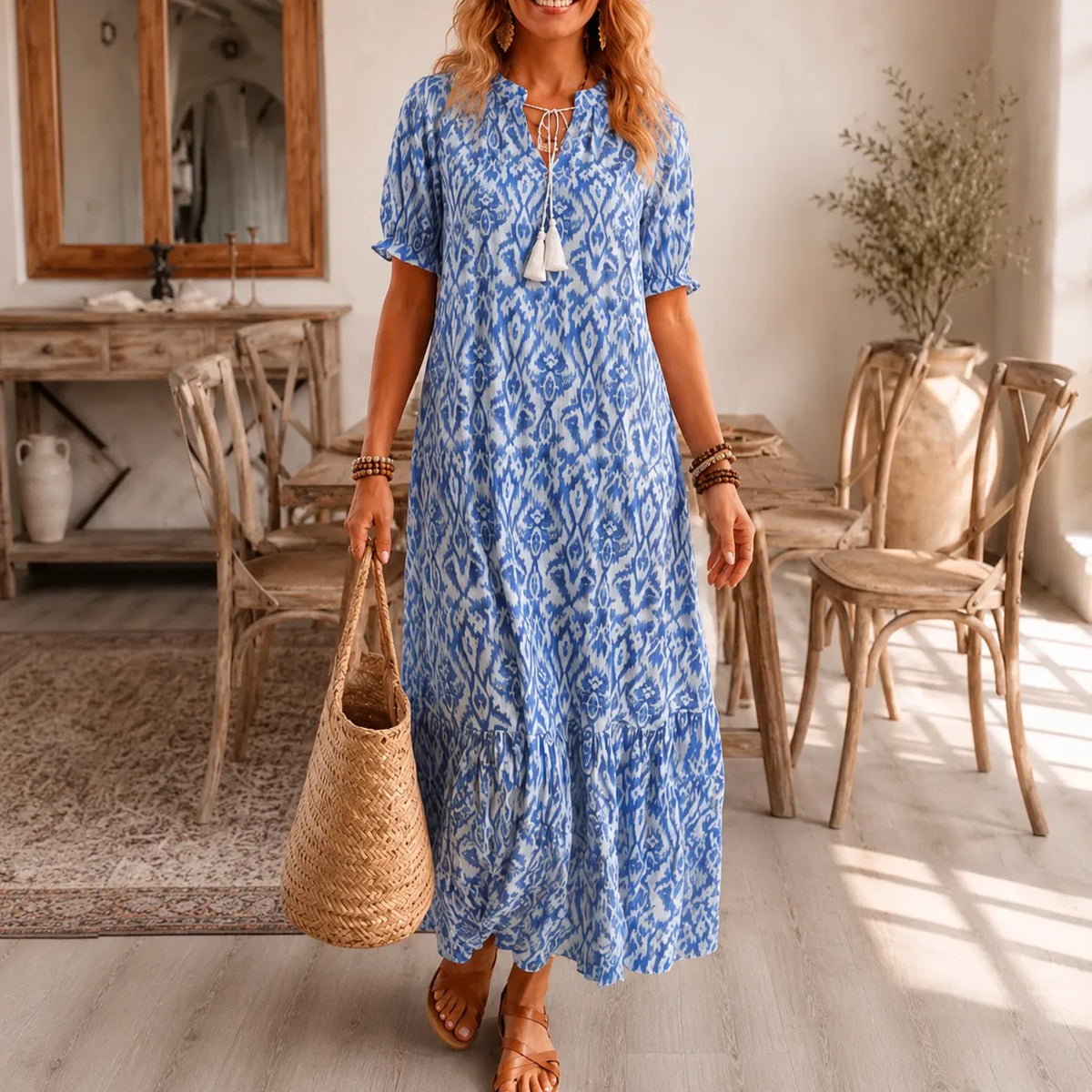 Solara | Tassel V-Neck Maxi Dress