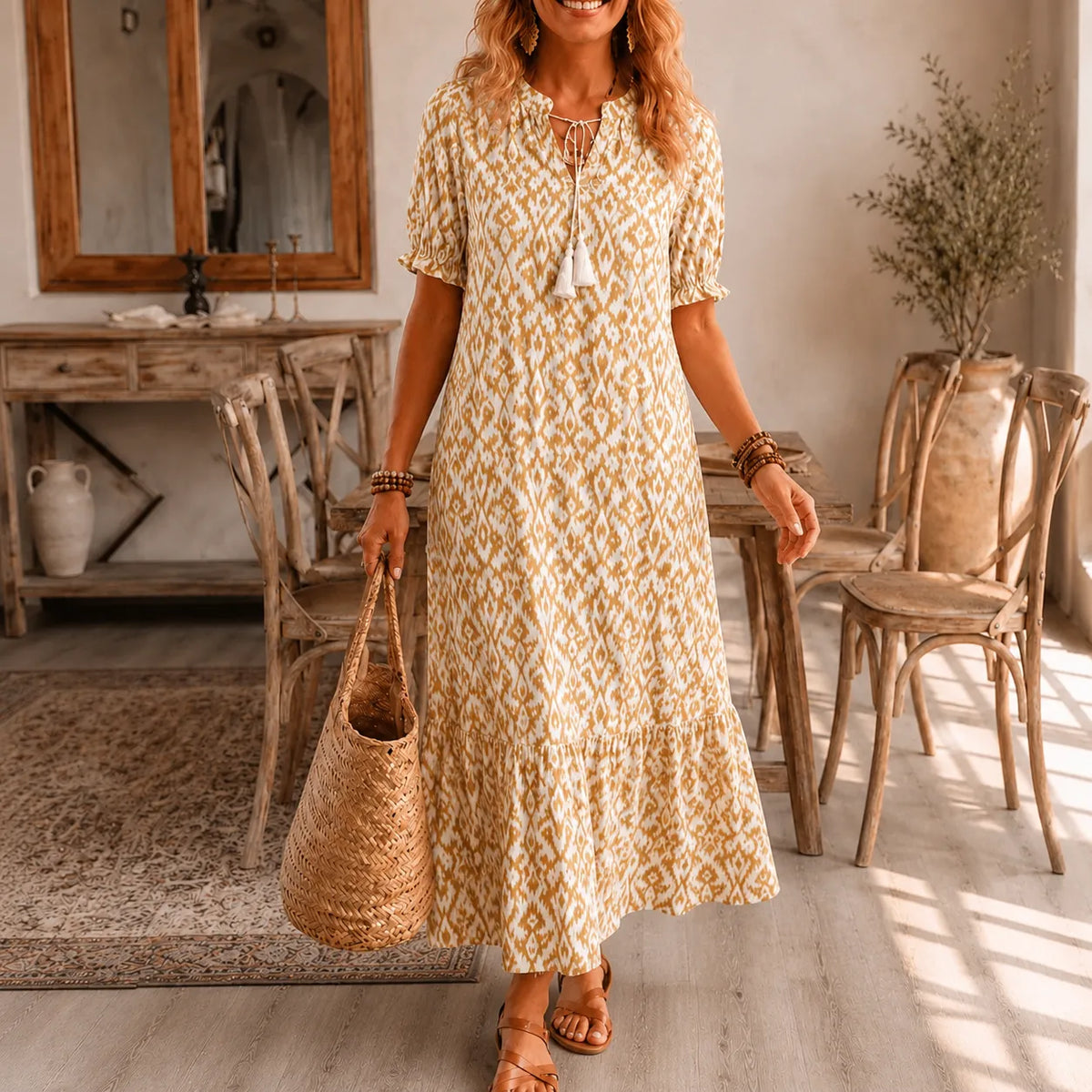 Solara | Tassel V-Neck Maxi Dress