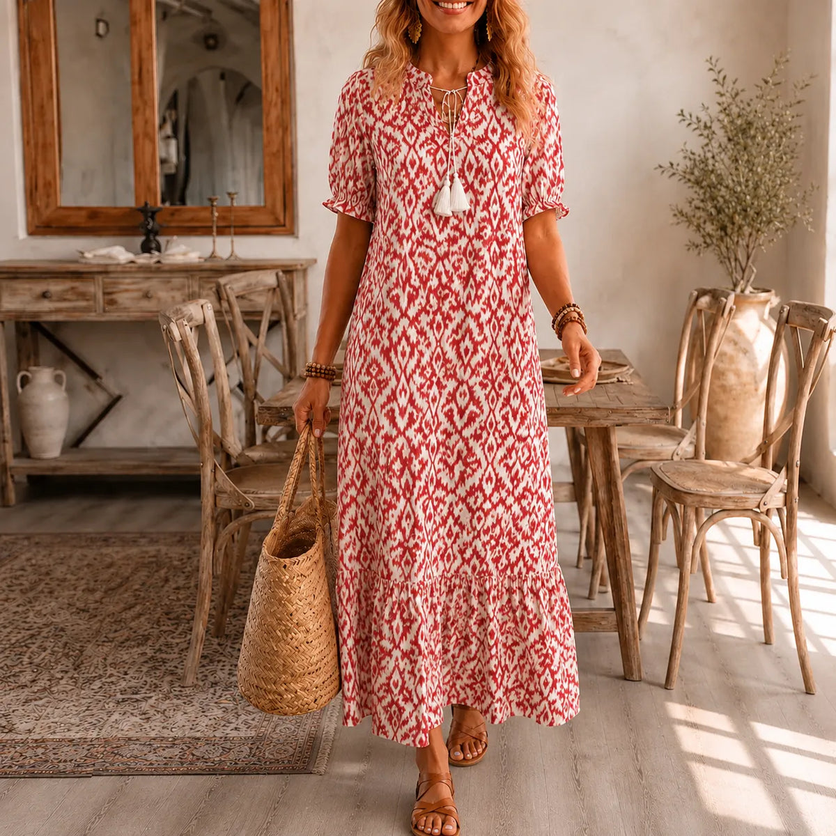 Solara | Tassel V-Neck Maxi Dress