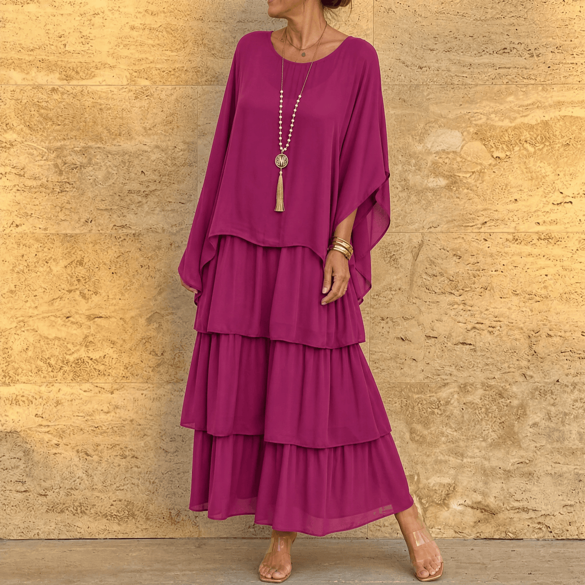 Velara | Tiered Chiffon Maxi Dress