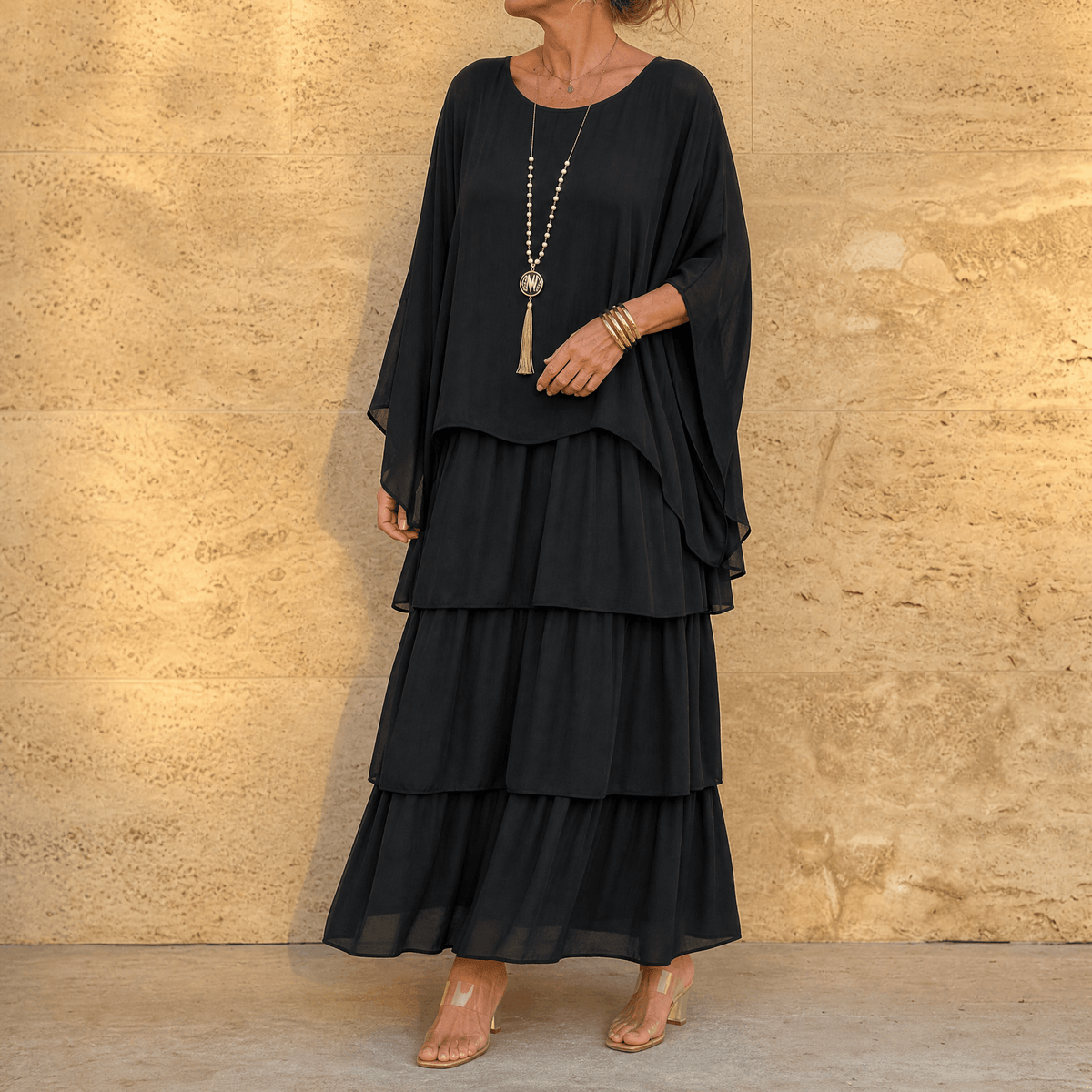 Velara | Tiered Chiffon Maxi Dress
