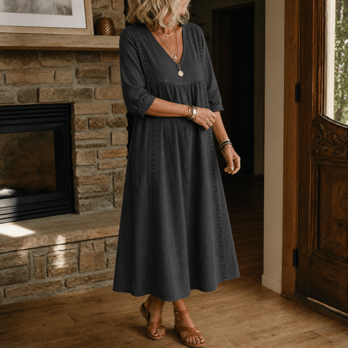 Virella | Lace-Trim Pocket Dress