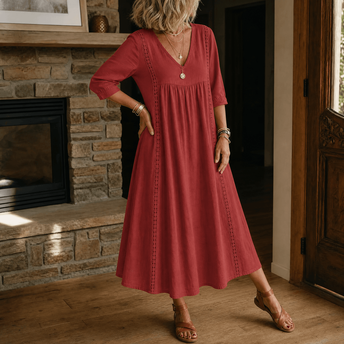 Virella | Lace-Trim Pocket Dress