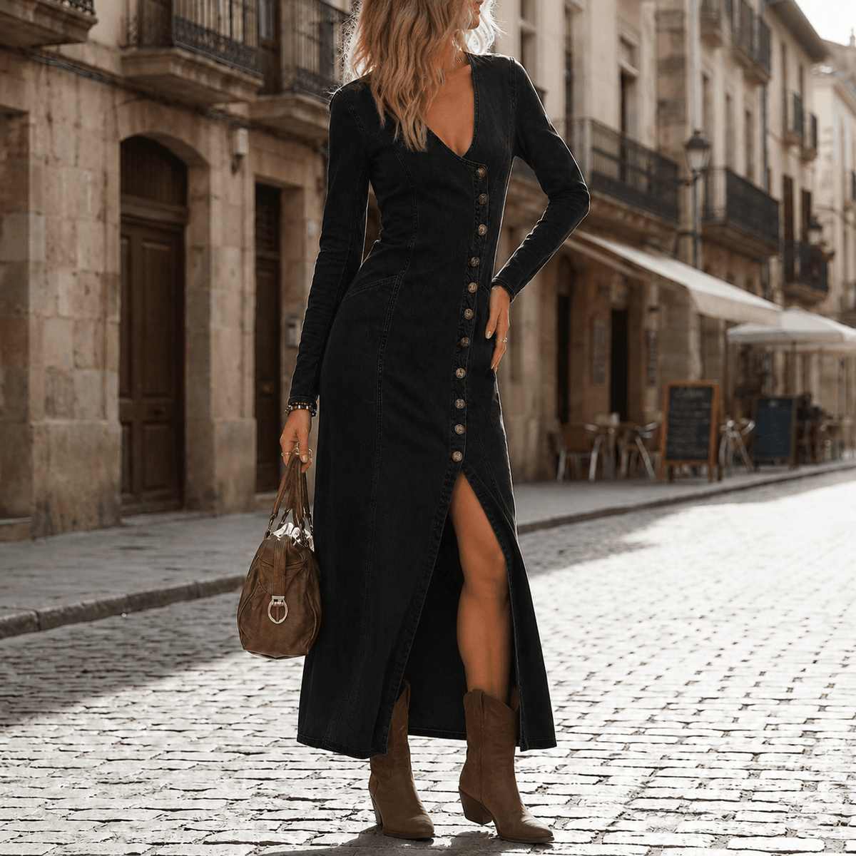 Vivara | Asymmetric Slit Maxi Dress