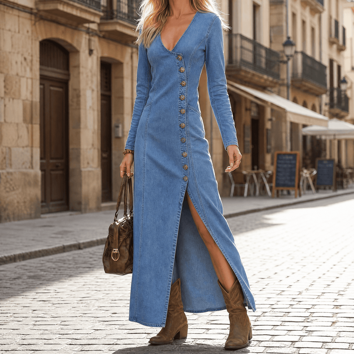 Vivara | Asymmetric Slit Maxi Dress