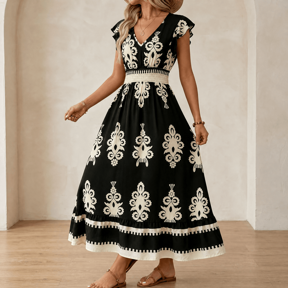 Vivara | Baroque Print Maxi Dress