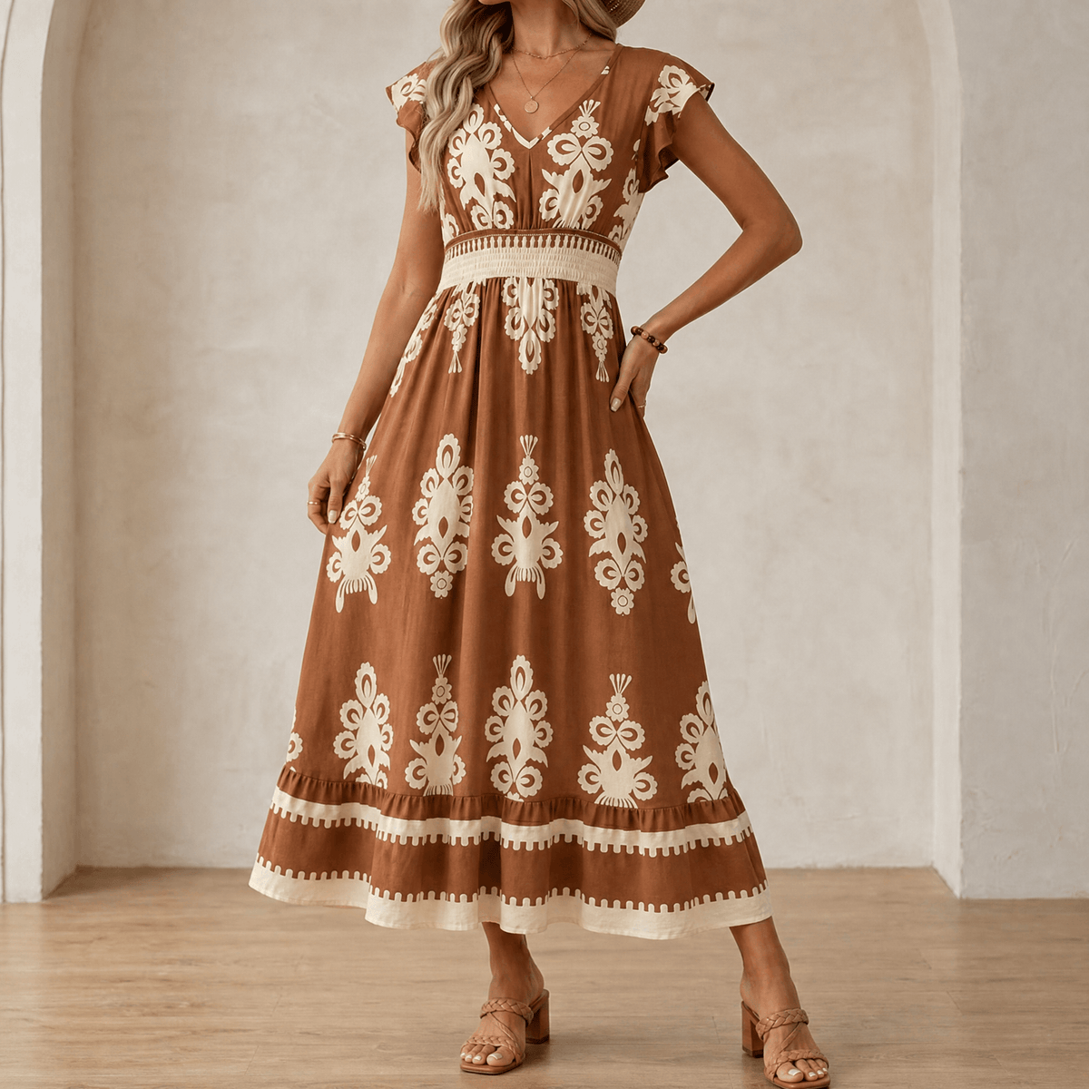 Vivara | Baroque Print Maxi Dress