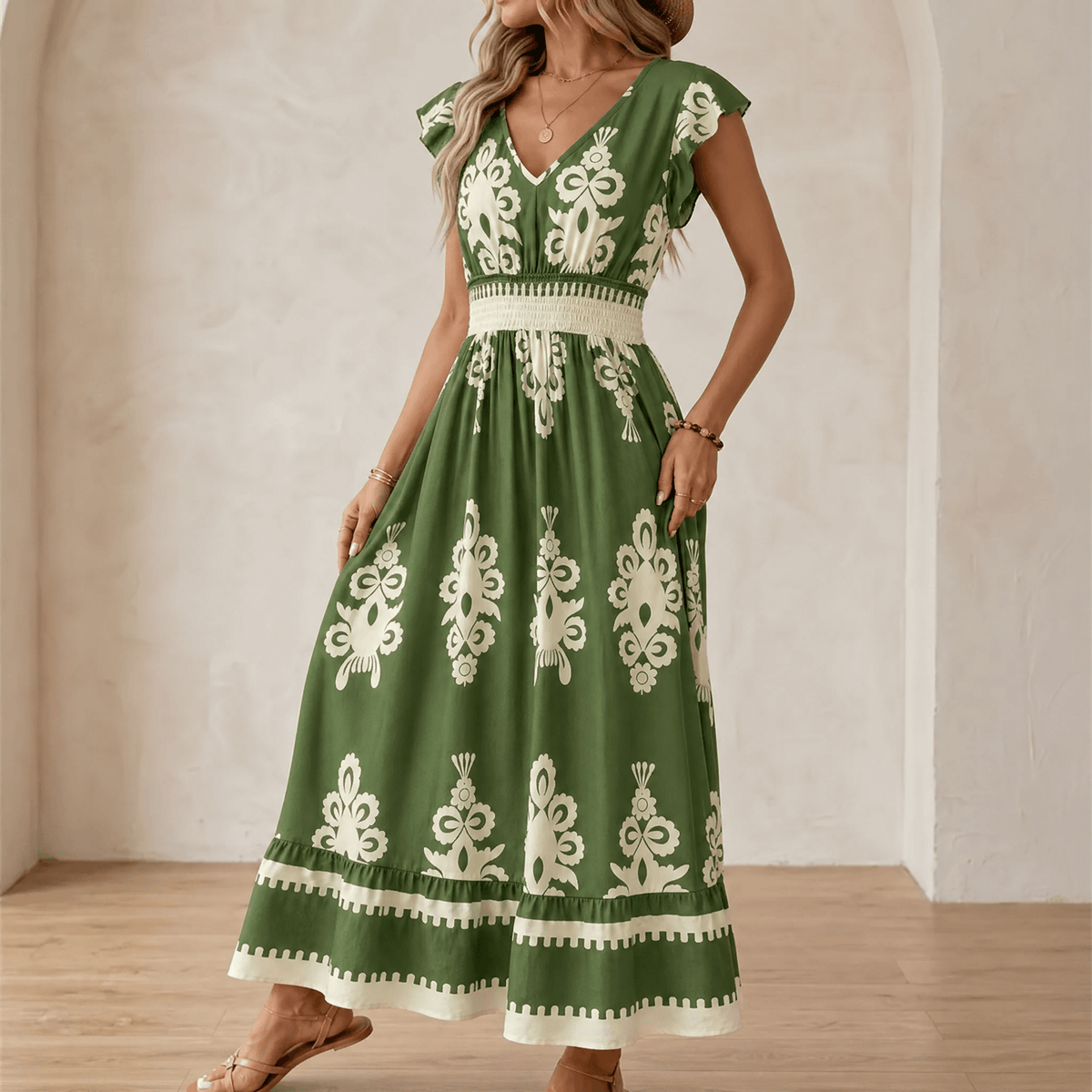 Vivara | Baroque Print Maxi Dress