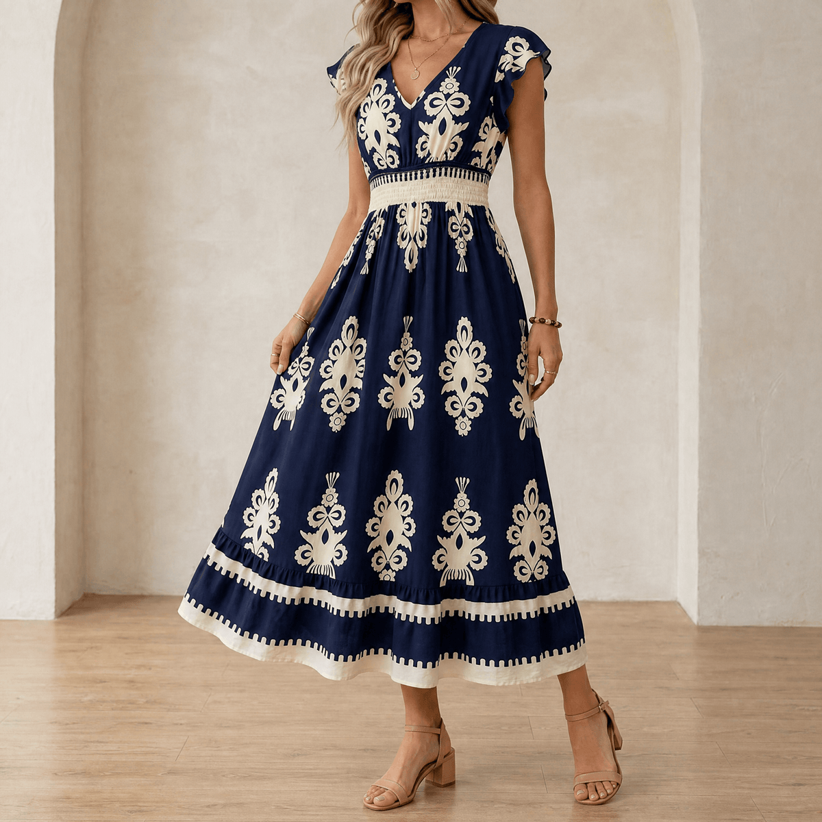 Vivara | Baroque Print Maxi Dress