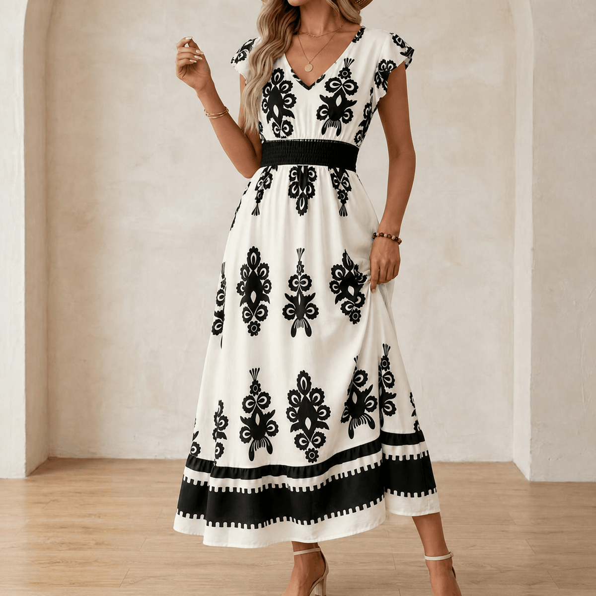 Vivara | Baroque Print Maxi Dress