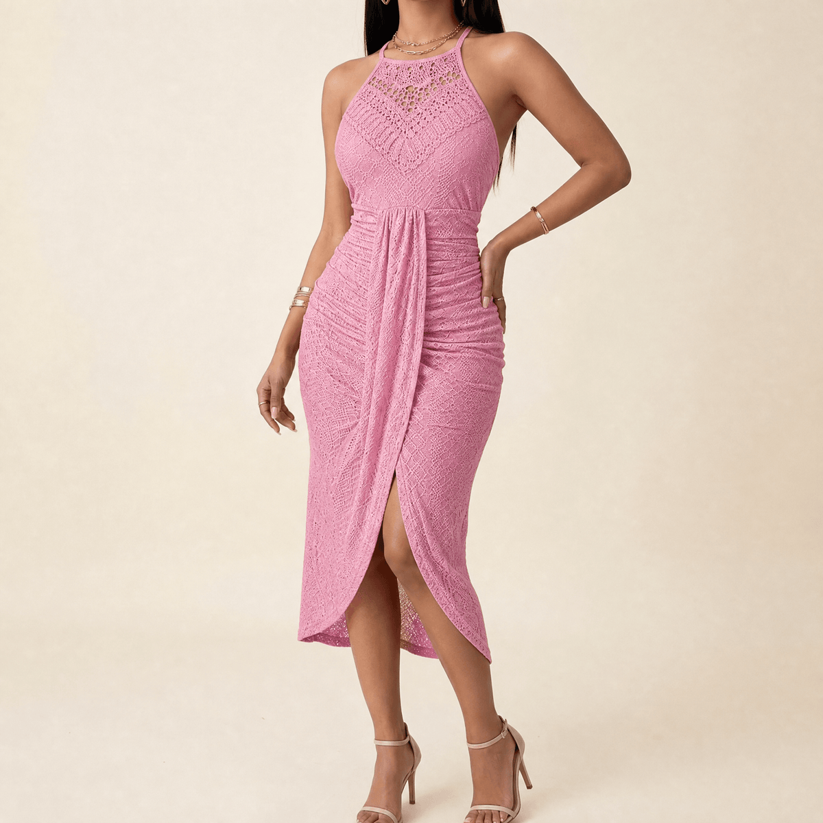 Vivara | Lace Halterneck Maxi Dress