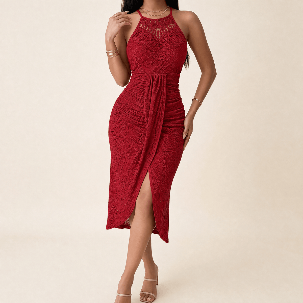 Vivara | Lace Halterneck Maxi Dress