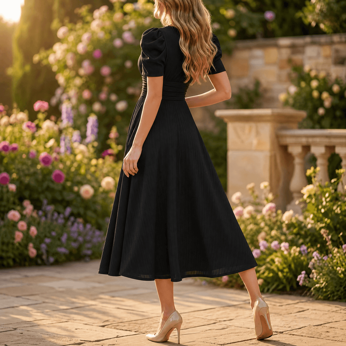 Vivella | Puff Sleeve Midi Dress