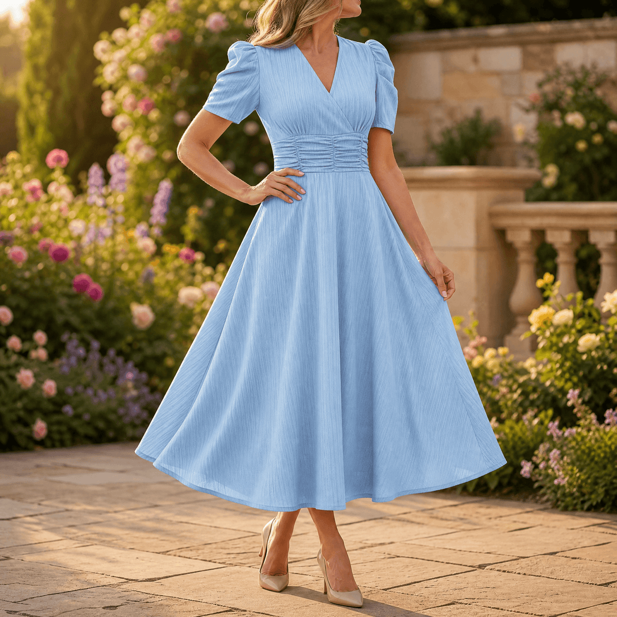 Vivella | Puff Sleeve Midi Dress