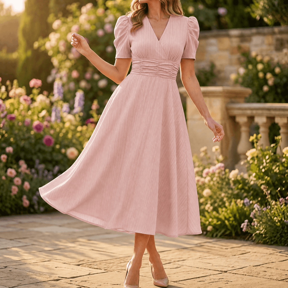 Vivella | Puff Sleeve Midi Dress