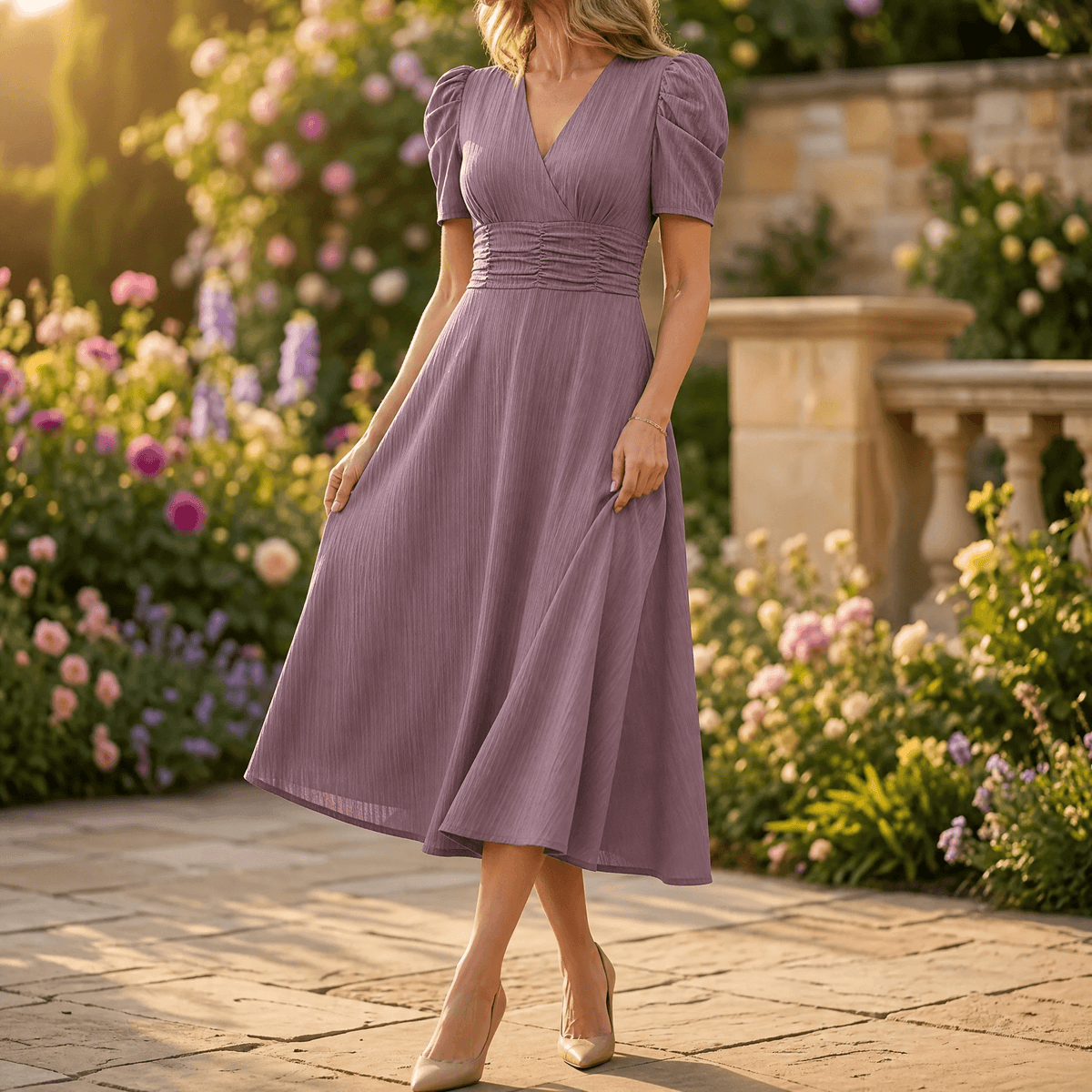 Vivella | Puff Sleeve Midi Dress
