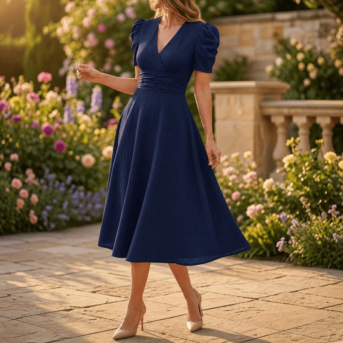 Vivella | Puff Sleeve Midi Dress