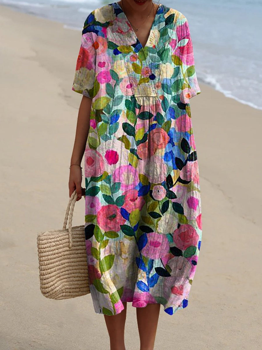 Lima | Watercolour Floral Midi Dress