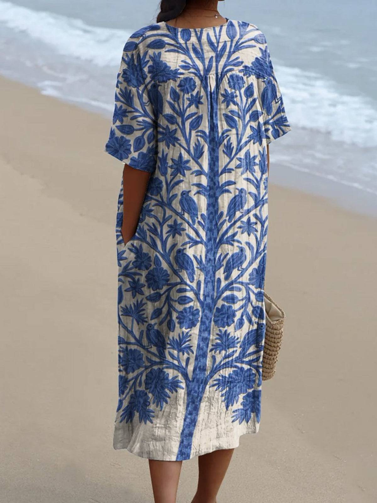 Anouk | Navy Floral Cotton Midi Dress