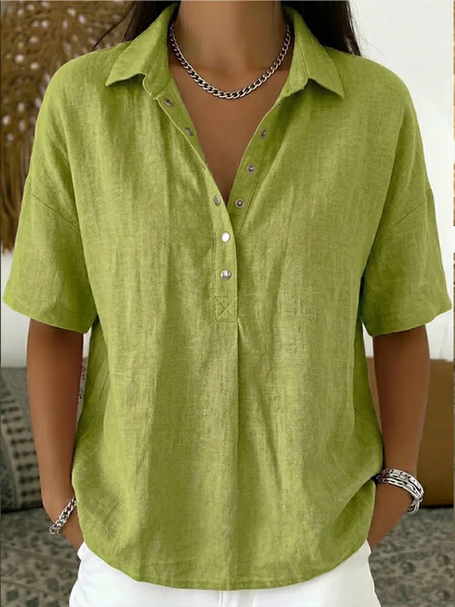Olivia | Collared Linen Pullover