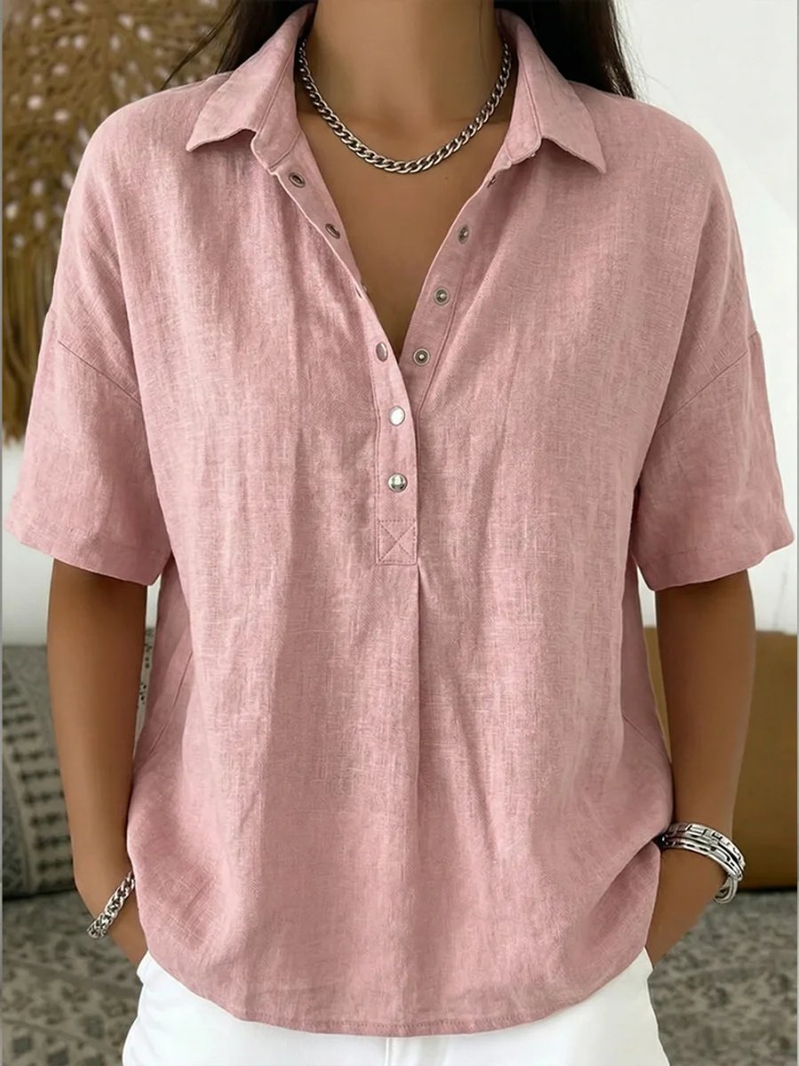 Olivia | Collared Linen Pullover