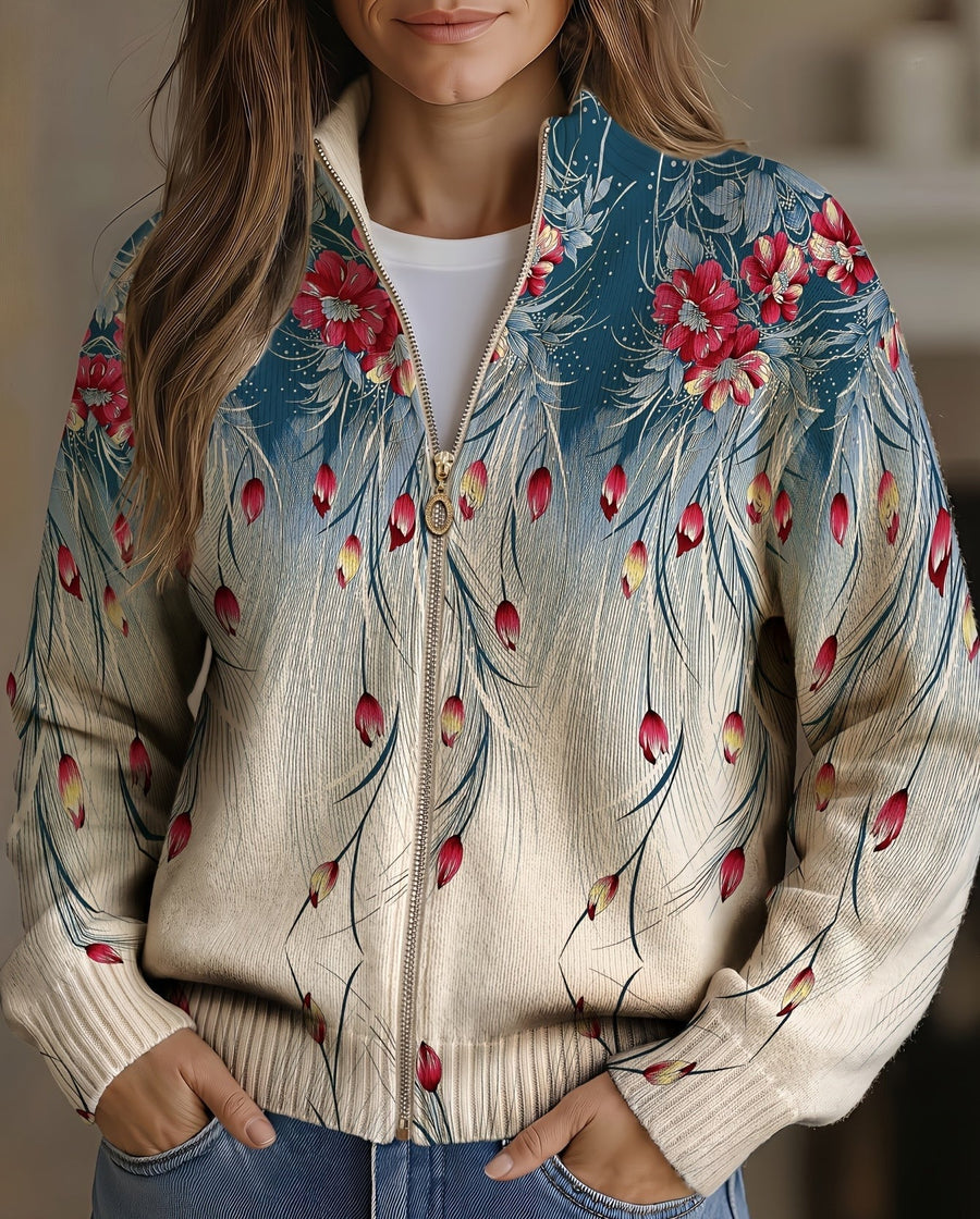 Zillah | Ombre Feather Print Cardigan