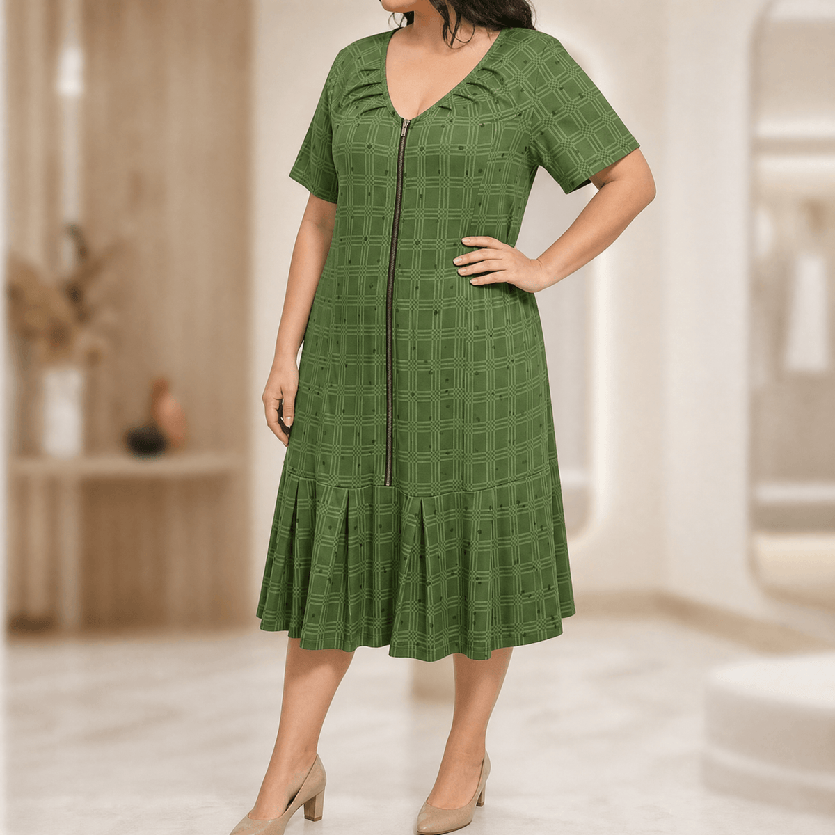 Julie | Zip-Front Midi Dress