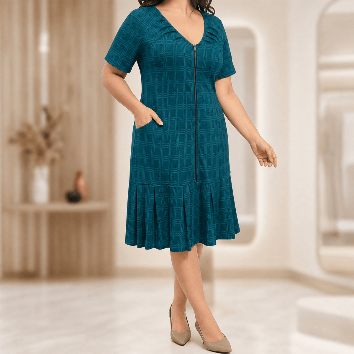 Julie | Zip-Front Midi Dress